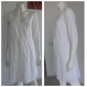Anthropologie white embroidered eyelet tunic dress NWOT
